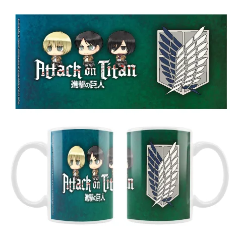 Produktbild zu Attack on Titan - Tasse - Eren, Mikasa & Armin (Chibi Style)